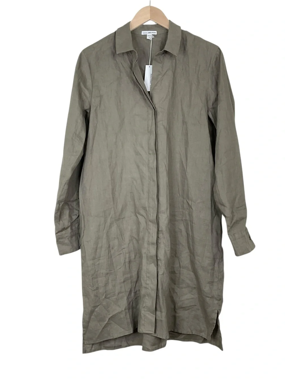 Standard James Perse Linen Button Front Dress Long Sleeve Size 2 (Medium)